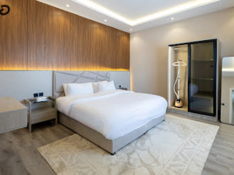 One bedroom and a hall near the boulevard